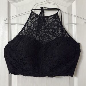 Blondie nites by stacy sttar black lace halter crop top gothic size 9